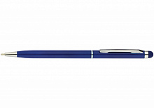 Ручка кулькова металева ECONOMIX STYLUS. Корпус темно-синій, пише синім E10308-24